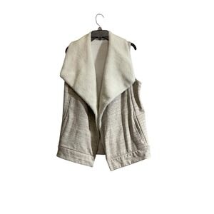 Athleta Apres Anything Vest Womens Oatmeal Med Sherpa Fleece Lined Open Front